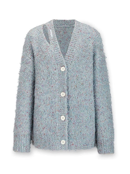 Cardigan en tricot en V découpé en V