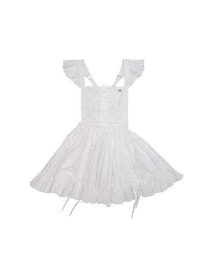 MAID BOW RUMPLED APRON SKIRT