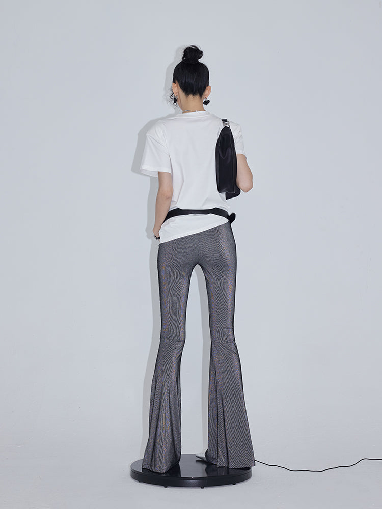 High Waist Thin Stretch Flared Trousers