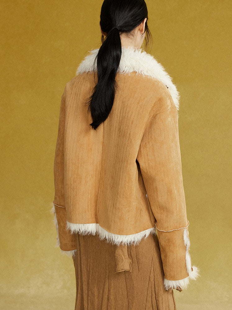 Split Lapel Short Fur Coat