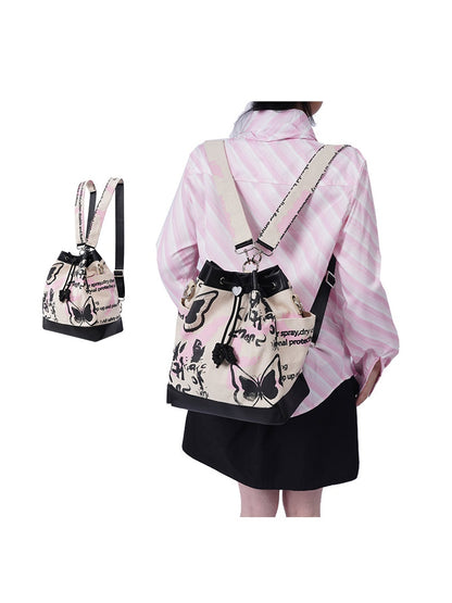 Graffiti Contrast Color Bucket Bag