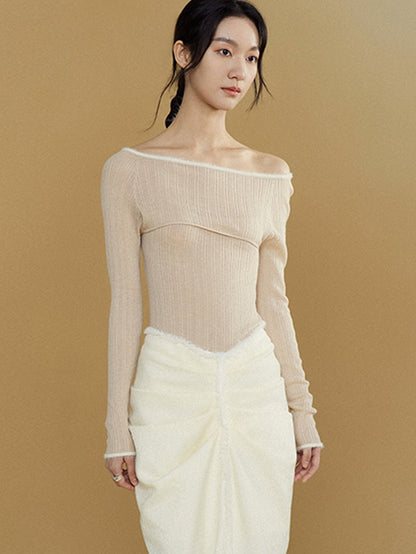 Nachahmung Nerzfell genäht One-Shoulder Booding Pullover