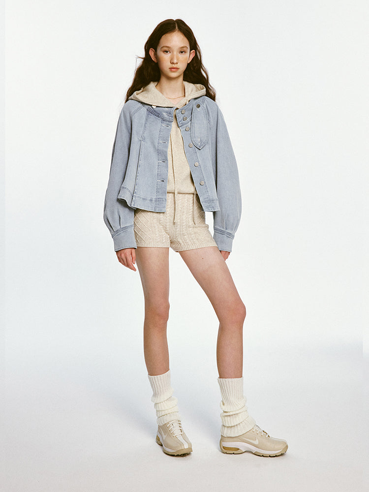 Denim Pleated Doll Jacket