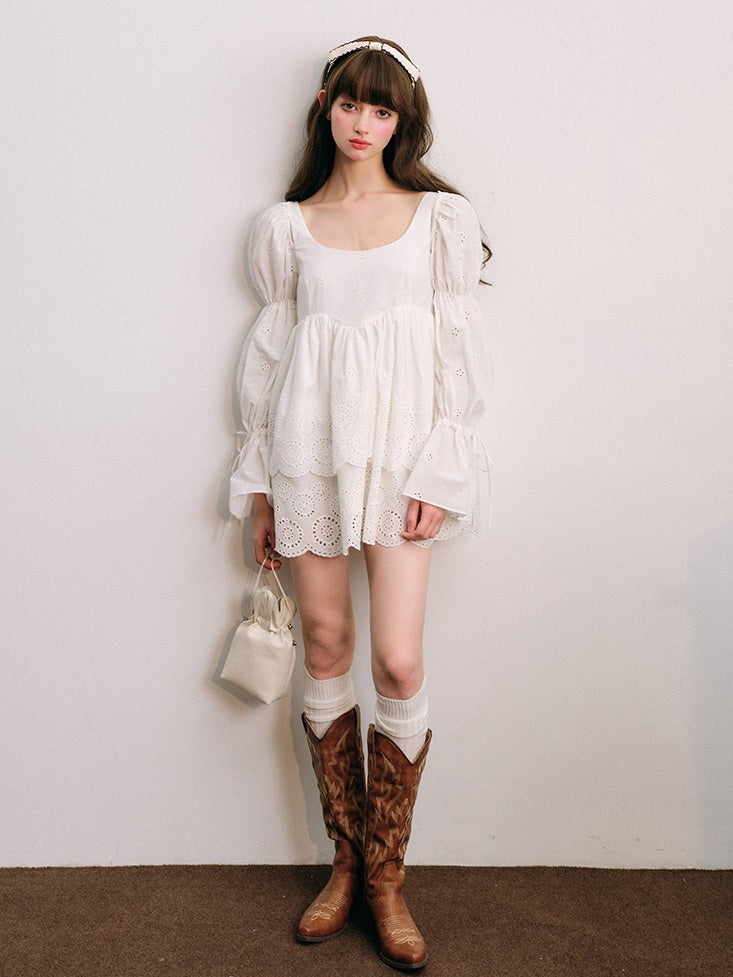 Cut work Lace Long Sleeve Doll Dress