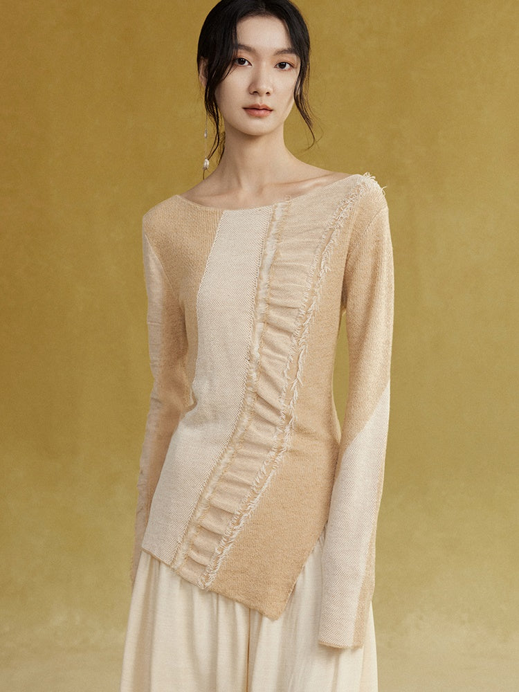 Flowing Jacquard Pullover Sweater