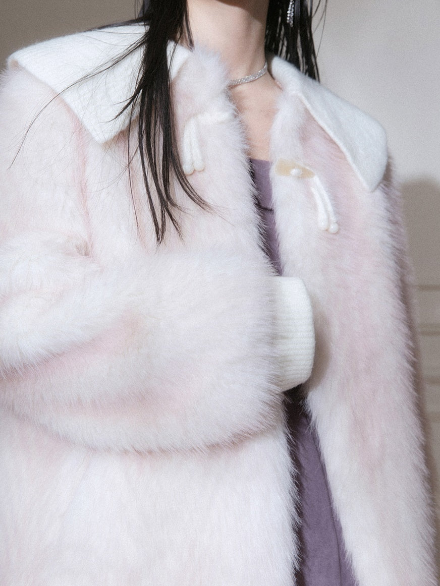 Eco-friendly No-Collar Fur Coat