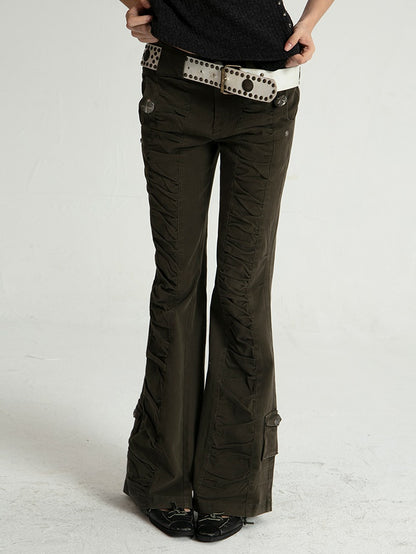 Pleated Slim Flared Pants