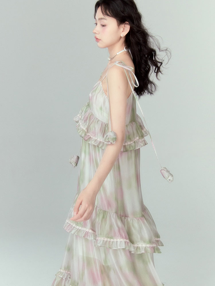 Flower Splicing Suspender Cake Dress