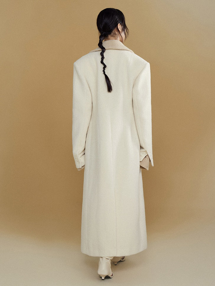 Wide Shoulder One Button Long Coat