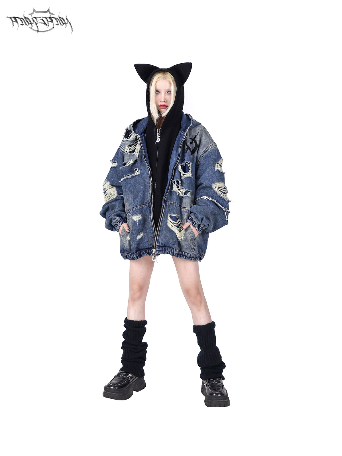 Cat Ear Hooded Double Slider Parka