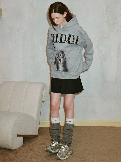 Rivet Dog Print Hooded Sweat