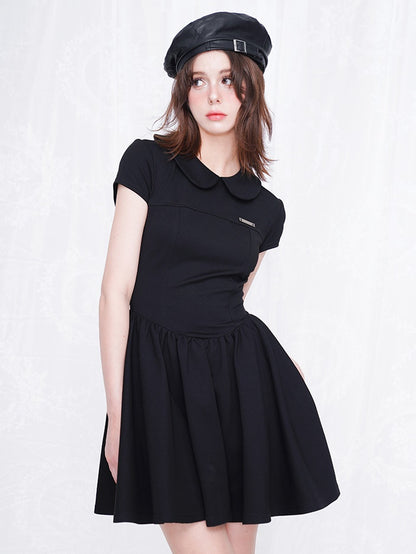 Waist Slim Short-sleeved Doll Collar One-piece