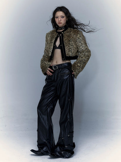 Street Rivets Loose Leather Pants