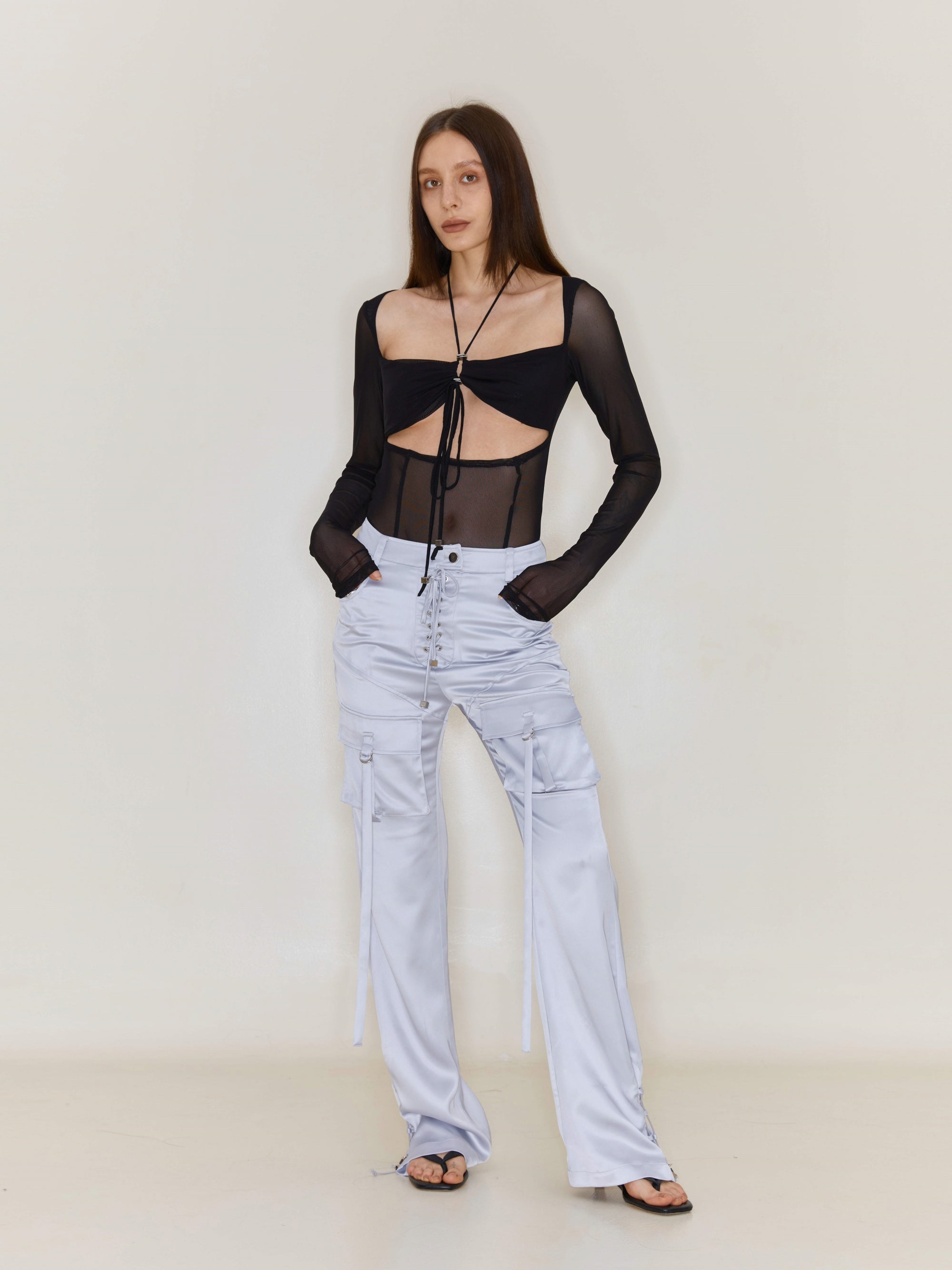 Satin Bandage Flared Pants