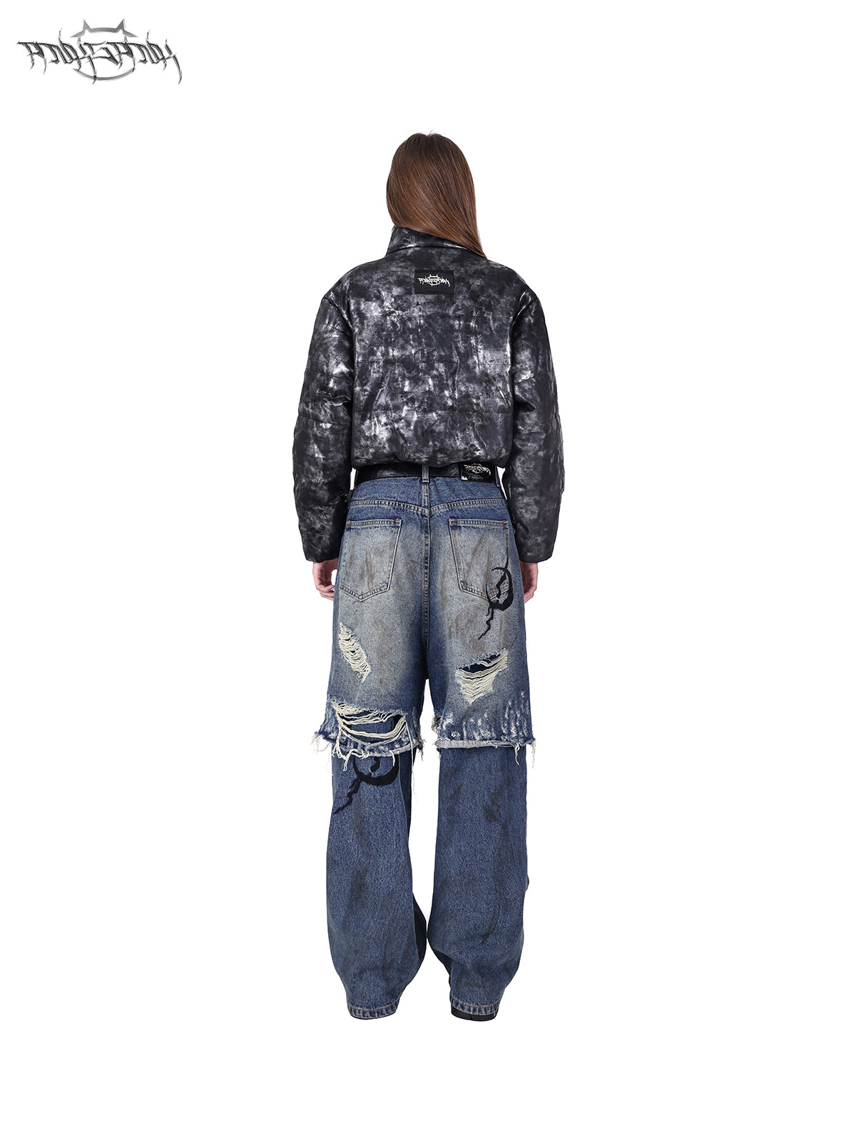 Doppelschicht Super Hole Loose Distressed Jeans