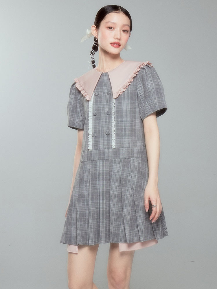 Doll Collar Plaid One-piece