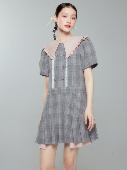 Doll Collar Plaid One-piece