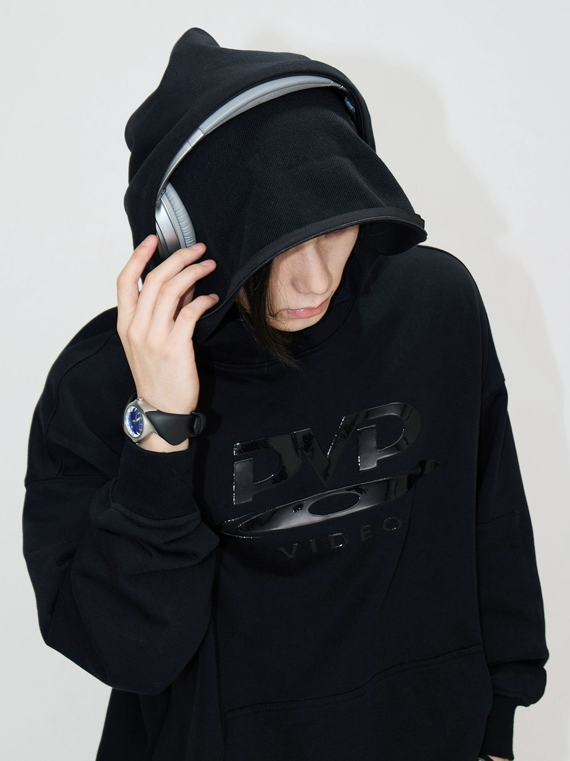 DVD Printed Hidden Zipper Hooded Sweat