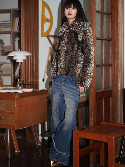 Leopard Fur Short Loose Jacket