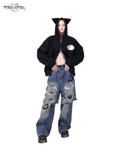 Cat Ear Hooded Double Slider Parka