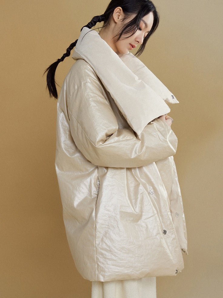 Large Lapel Straight Down Jacket