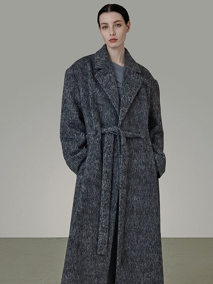 Loose Belted Suit Collar Long Coat