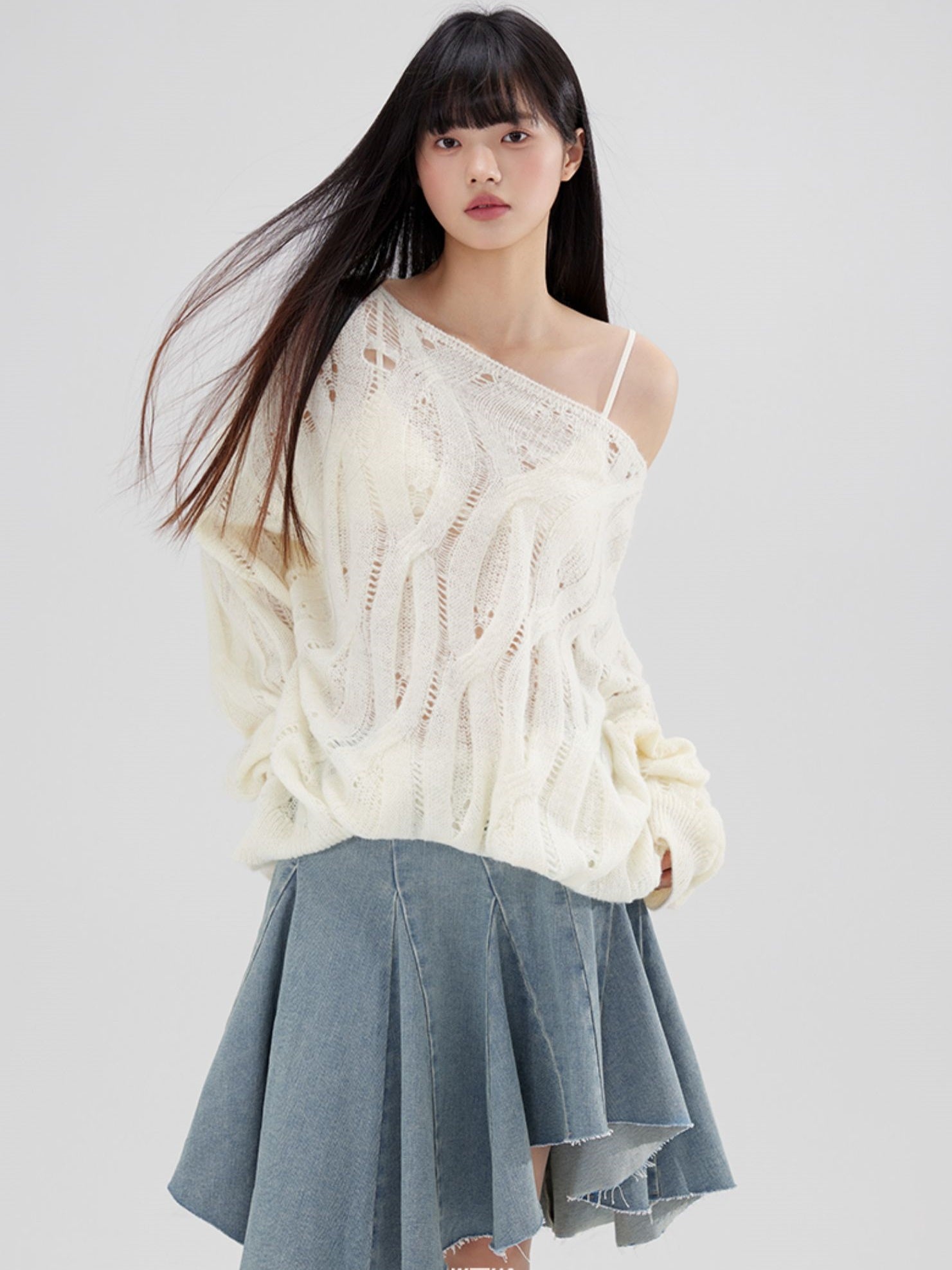 OverSize Hollow Boat-Neck Sweater