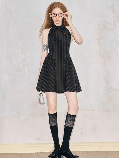 Asymmetrical Striped American Sleeve One-piece