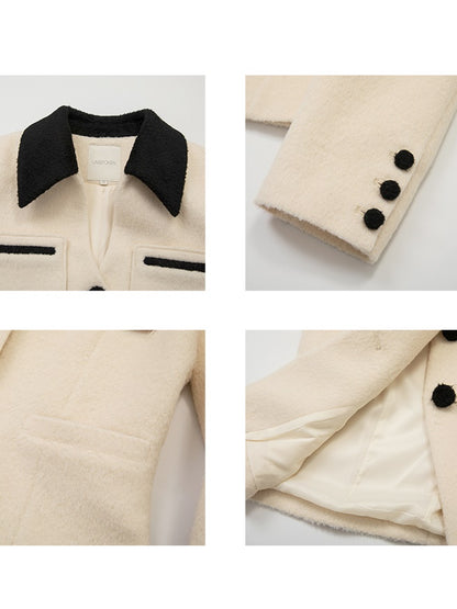 Contrast Color Design Lapel Short Jacket