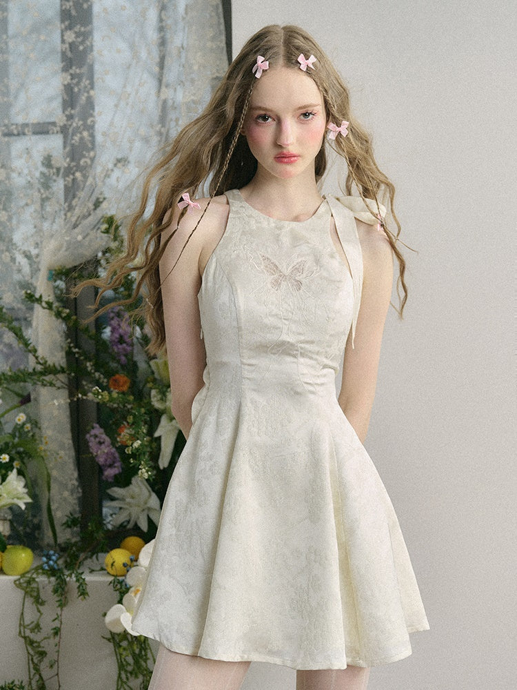 Butterflies Embroidered Hollow Jacquard Princess Dress