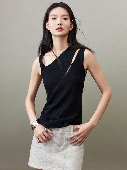 Streamline Irregular Knitted Sleeveless Top