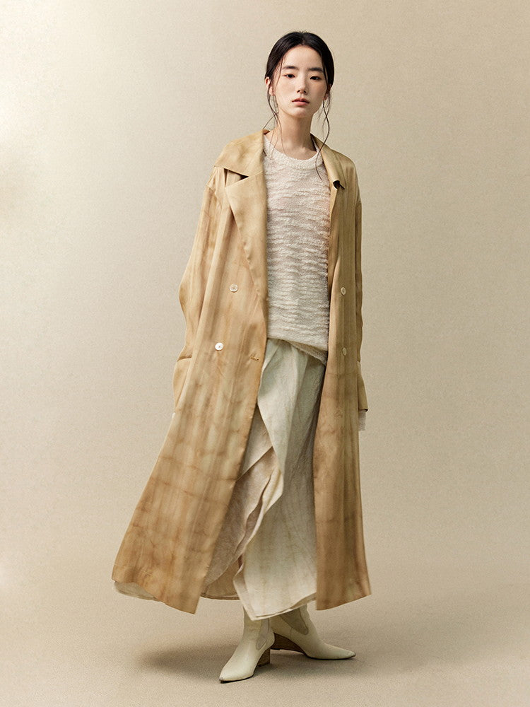 Tie-Dye Retro Ovresize Loose Nichi Classy Trench-Coat