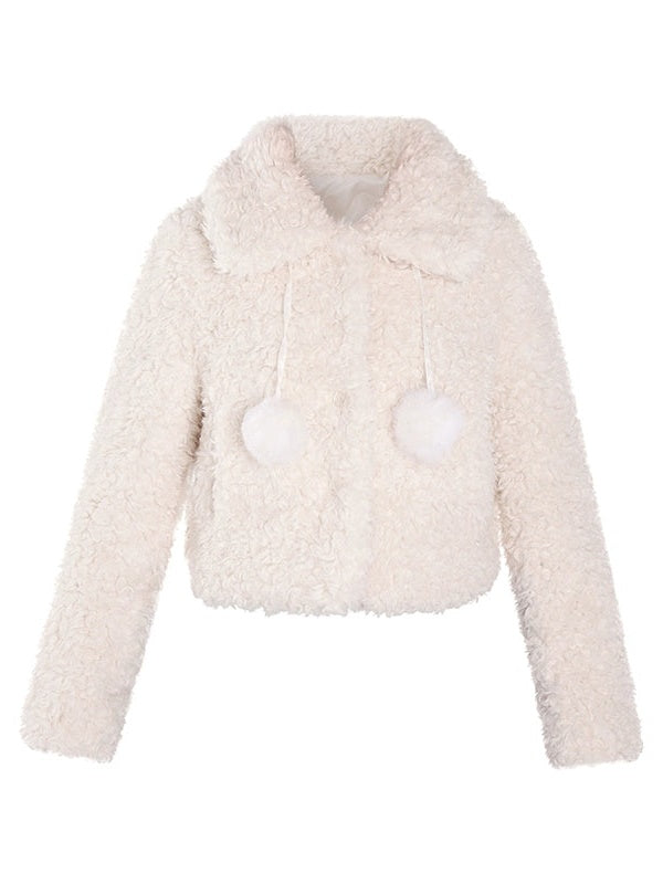 Fur Ball Curl Hair Short Loose Jacket