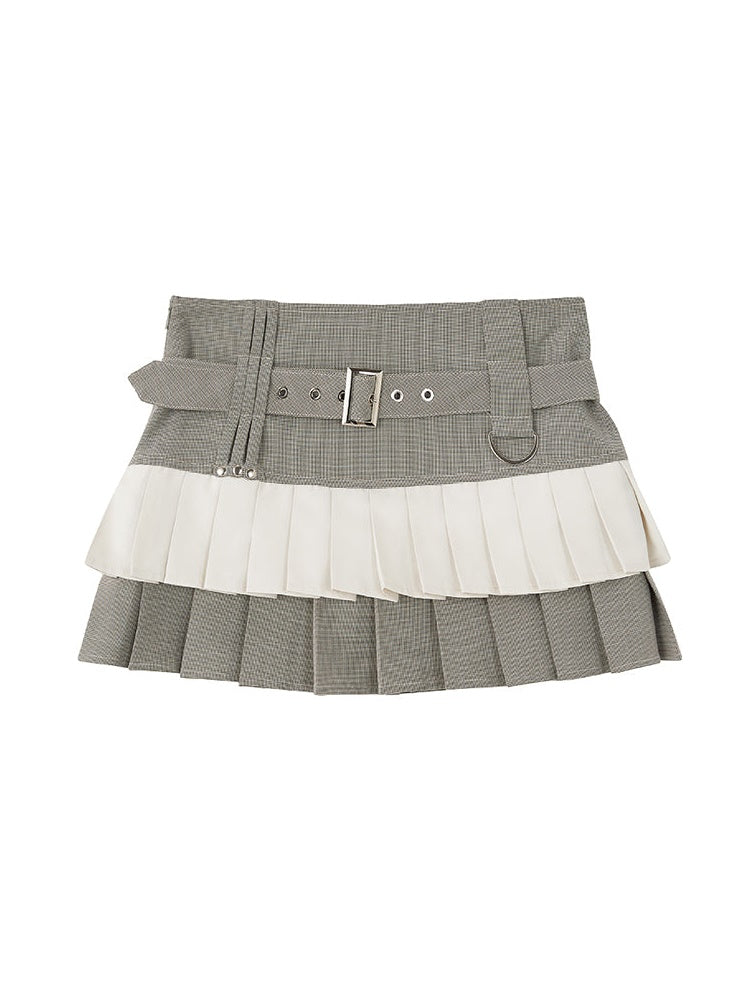 Halter Neck Suspender Top &amp; Short Pleated Cake Skirt