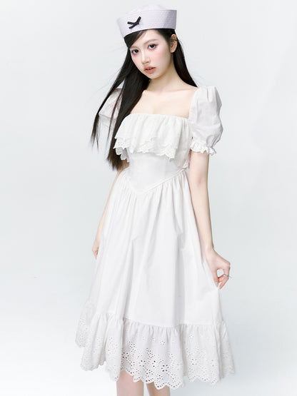 2Type Puff-SLEEVE FLUFFILY FRILL SWEET ONE-PIECE