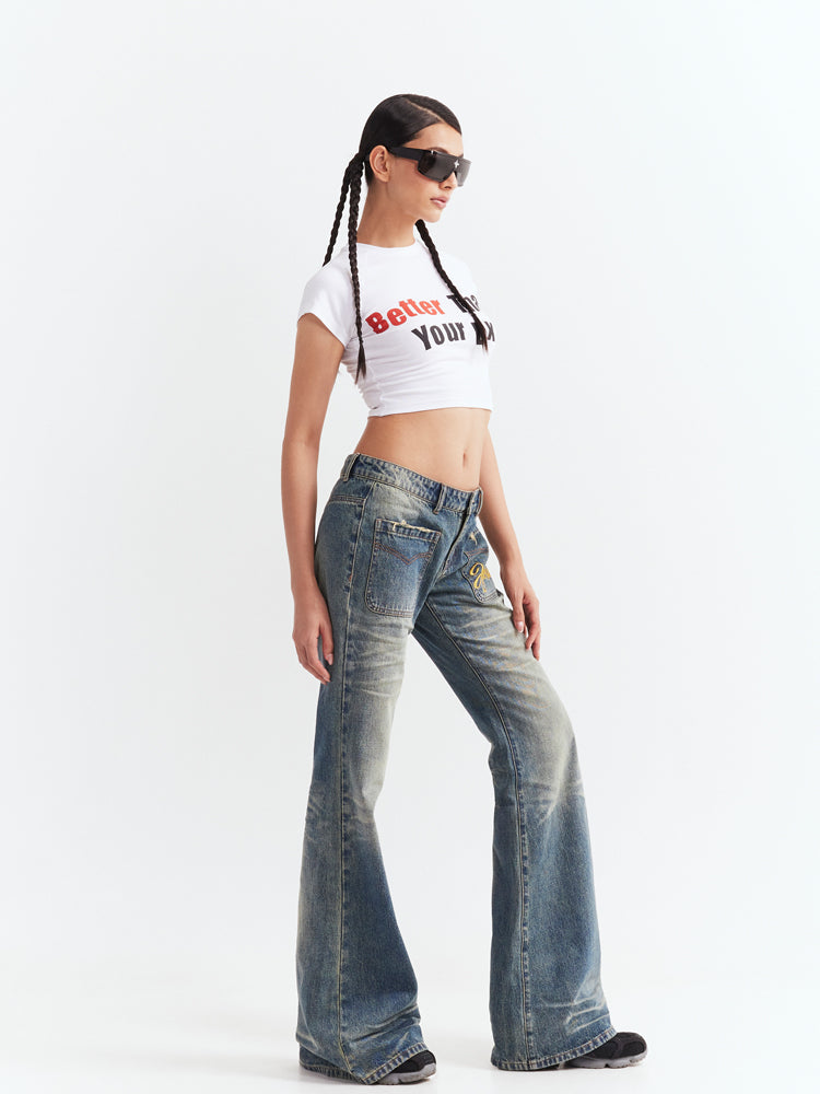 Low-waist Wide-legged Denim Pants