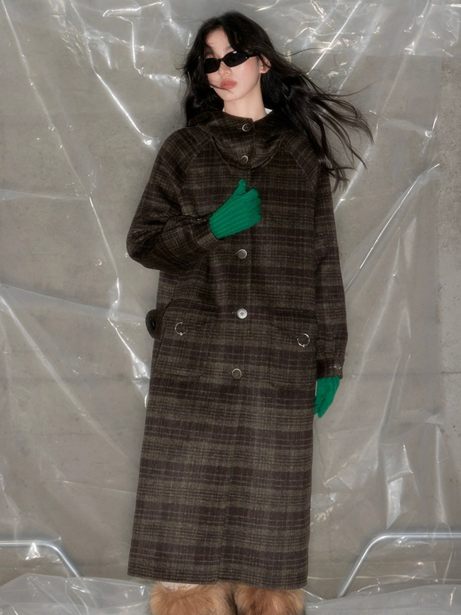 Plaid Hooded Double-sided Coat