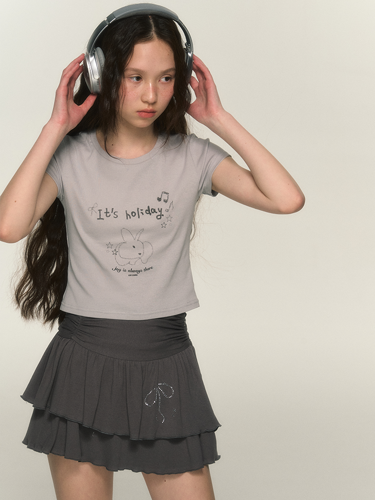 T-shirt court imprimé par lettre de lapin