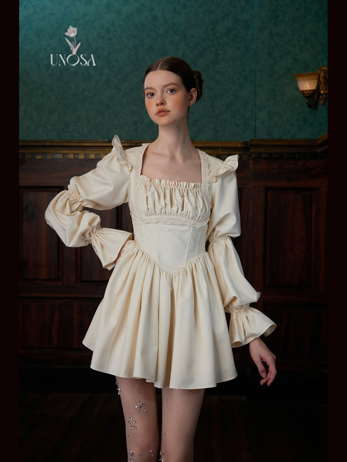 Embossed Pleated Classical Dolly Dress