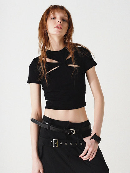 Hollow Slim Navel T-shirt