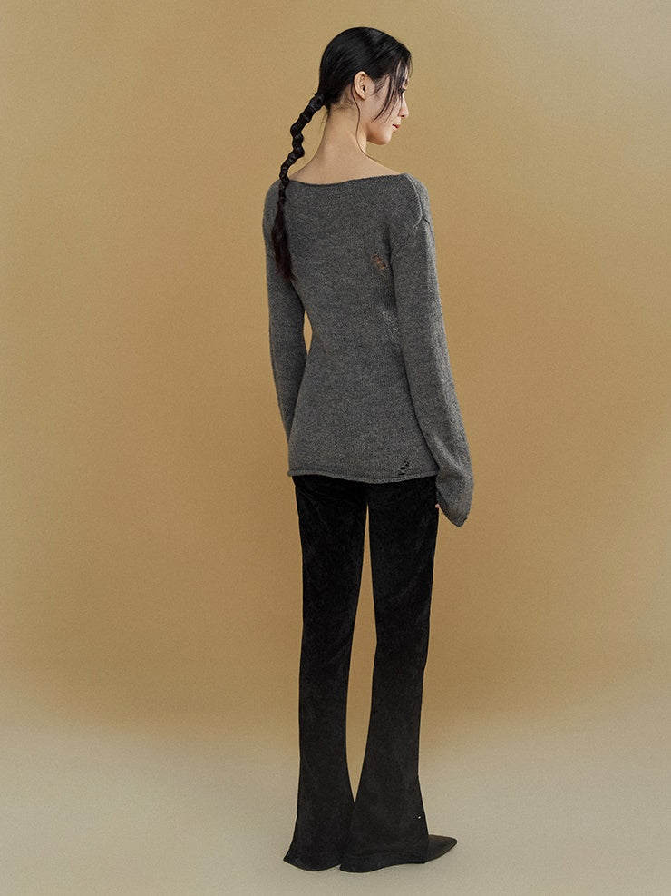 Jacquard Boat Neck Sweater