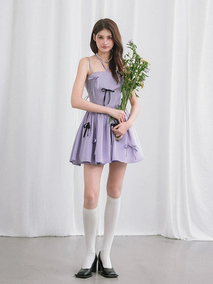 Bow Romantic Suspender Gather Dress