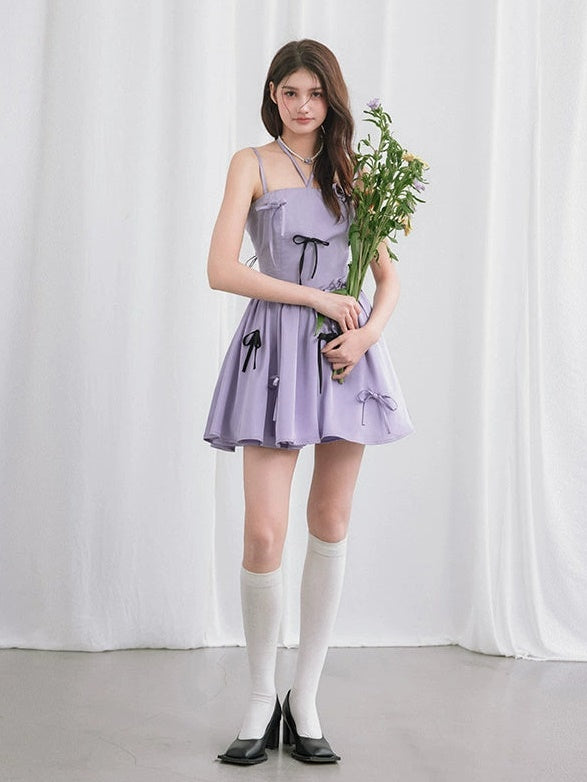 Bow Romantic Puffy Slip Dress