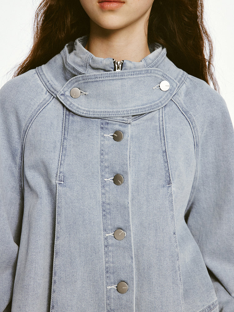 Denim Pleated Doll Jacket