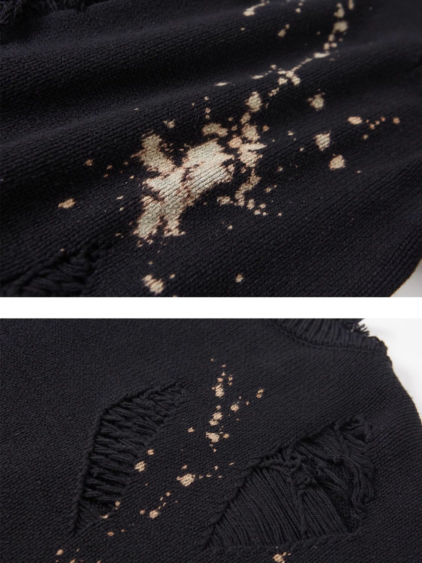 V-Ausschnitt Zerstörung Splash Tinte Kinite Cardigan