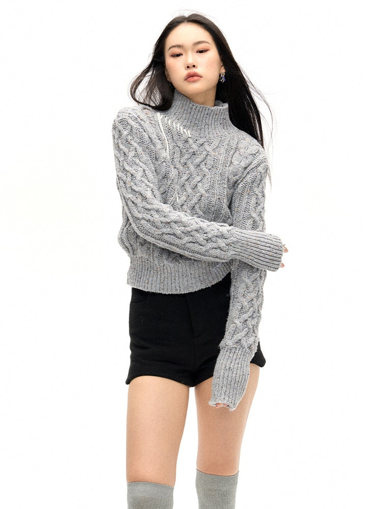 Bottle-Neck Hollow Twist Sweater