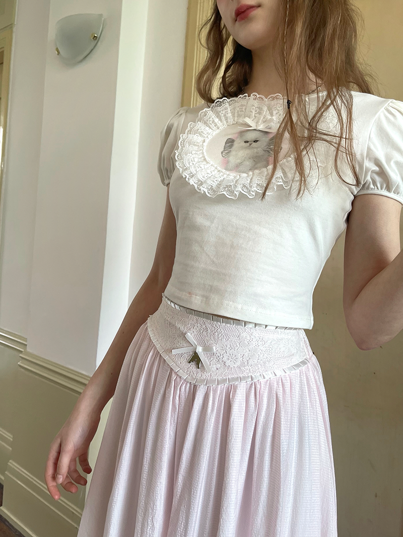 Irregular Plaid Bow Lace Patchwork Fishtail Skirt