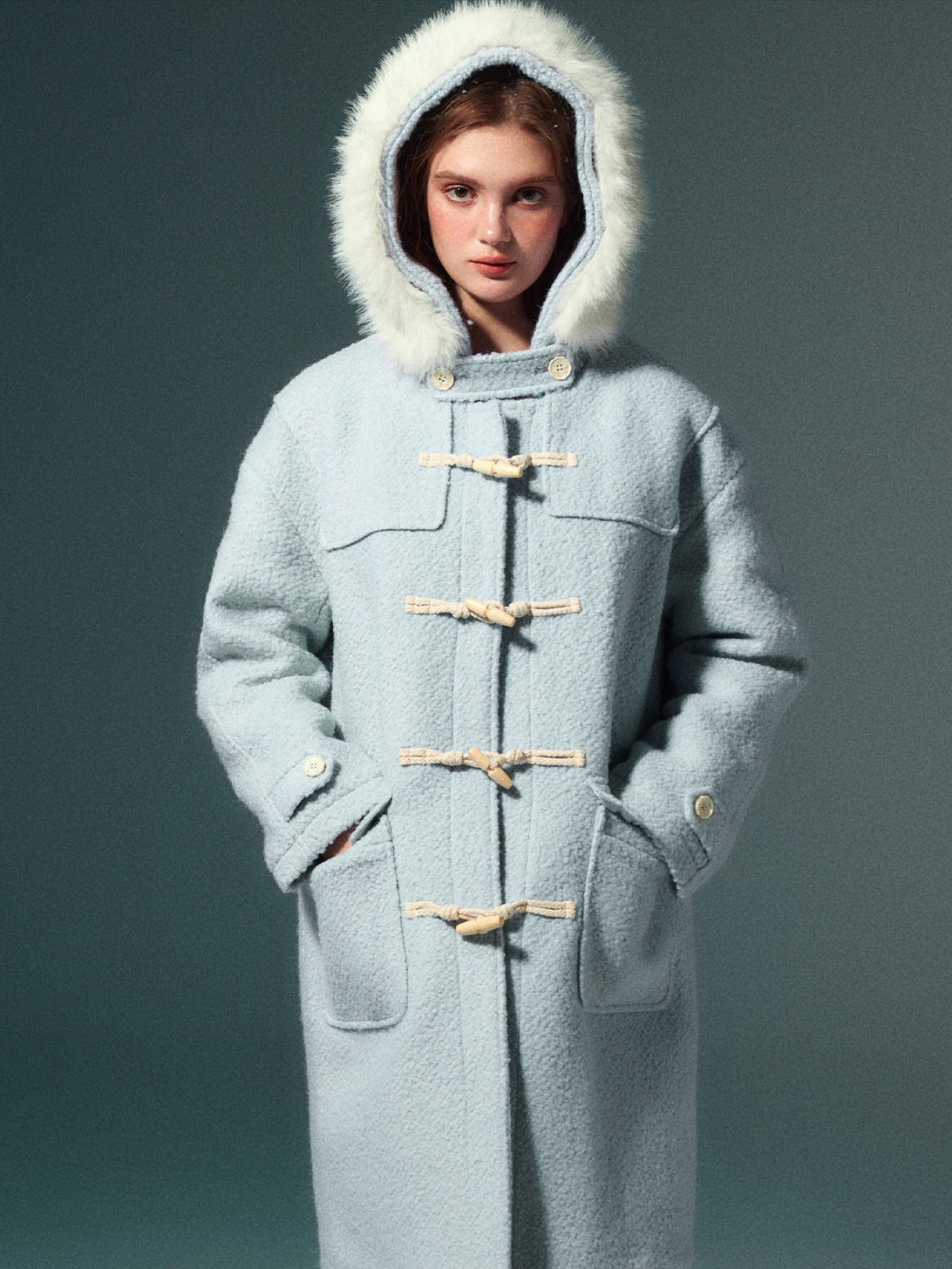 Duffle-coat à capuche à capuche en fourrure