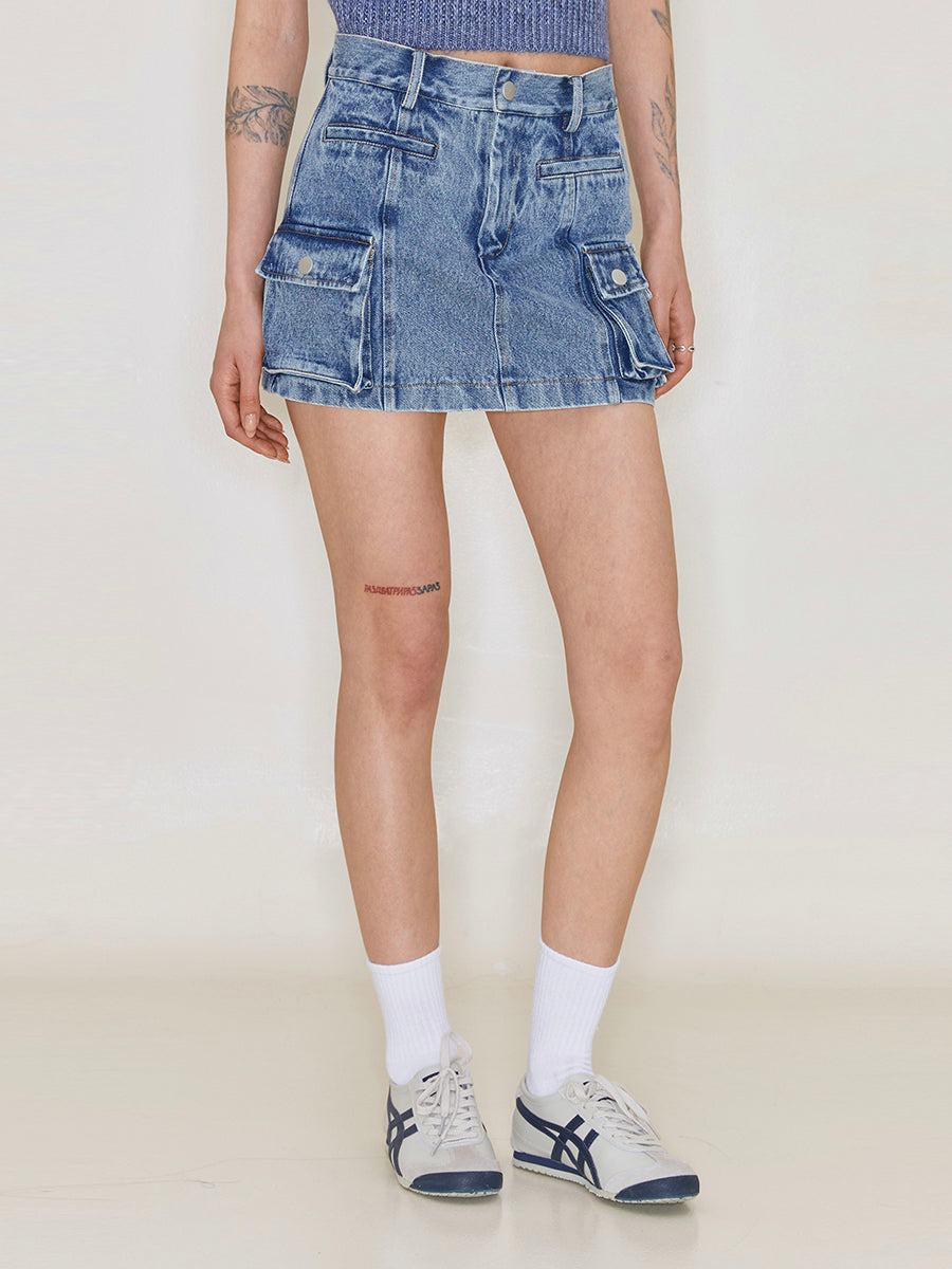 Retro Denim A-line Skirt