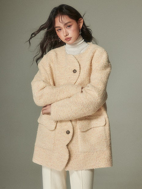 Round Neck Cloud Edge Coat